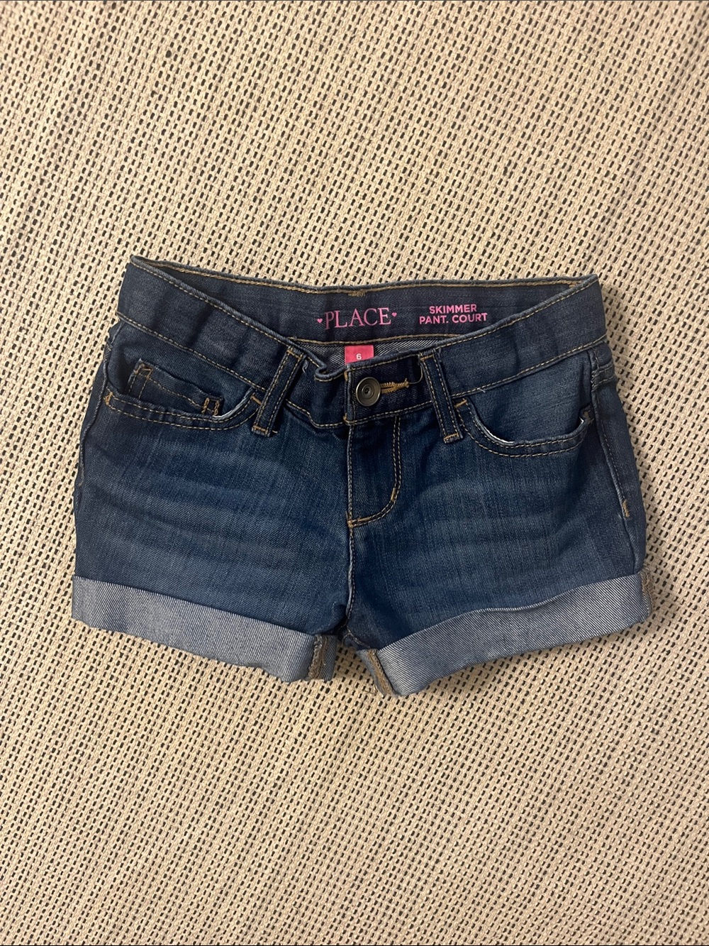 The Children's Place Rolled Cuff Dark Blue Denim Shorts
